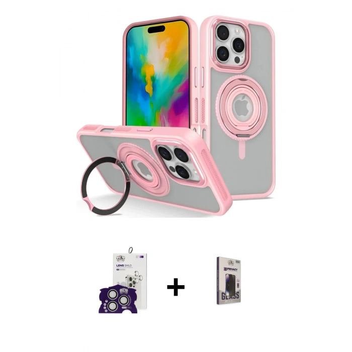 MARSİLYAN™- iPhone 16 Pro Max Kılıf Nova Minimal Serisi - Siyah Bilvis Hayalet Cam Ekran Koruyucu + Bilvis Titan Kamera Lens - GS
