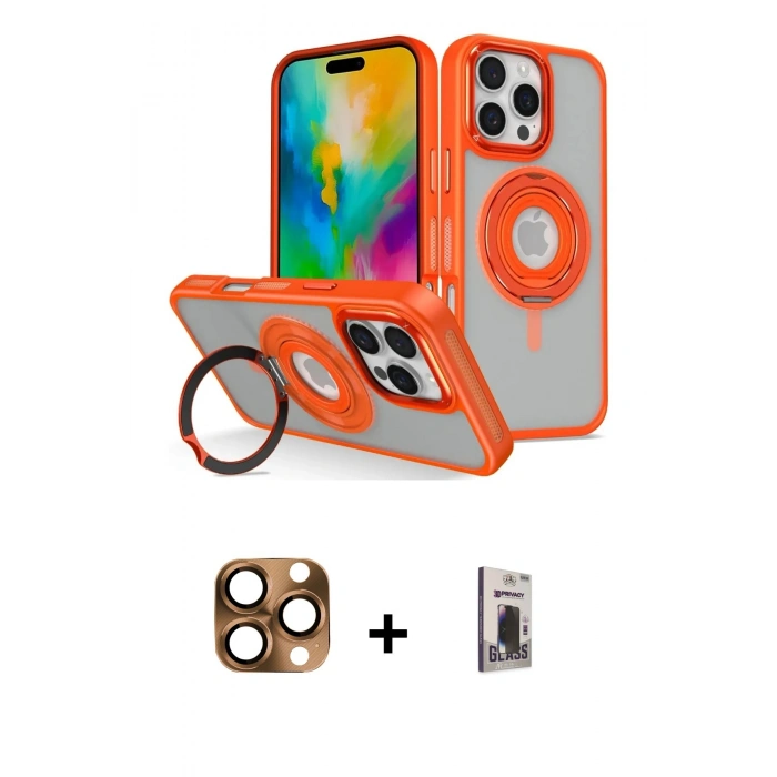 MARSİLYAN™- iPhone 16 Pro Max Kılıf Nova Minimal Serisi - Siyah Bilvis Hayalet Cam Ekran Koruyucu + Pers Alüminyum Kamera Lens - CLTM