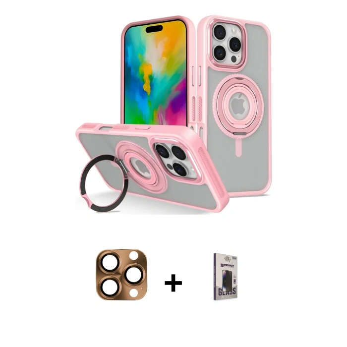 MARSİLYAN™- iPhone 16 Pro Max Kılıf Nova Minimal Serisi - Siyah Bilvis Hayalet Cam Ekran Koruyucu + Pers Alüminyum Kamera Lens - CLTM