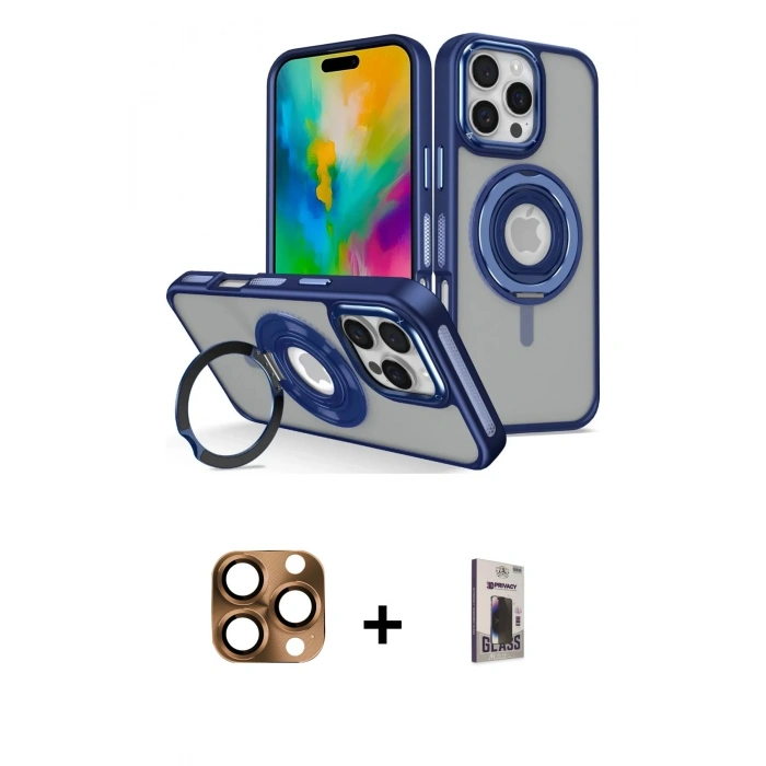 MARSİLYAN™- iPhone 16 Pro Max Kılıf Nova Minimal Serisi - Siyah Bilvis Hayalet Cam Ekran Koruyucu + Pers Alüminyum Kamera Lens - CLTM