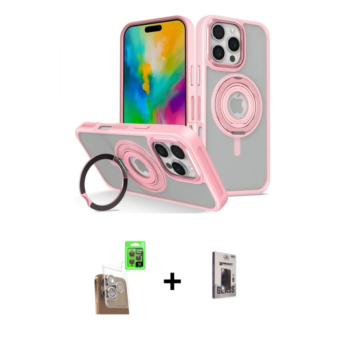 MARSİLYAN™- iPhone 16 Pro Max Kılıf Nova Minimal Serisi - Siyah Bilvis Hayalet Cam Ekran Koruyucu + Raze Metal Kamera Lens - CLTM