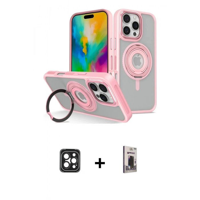 MARSİLYAN™- iPhone 16 Pro Max Kılıf Nova Minimal Serisi - Siyah Bilvis Hayalet Cam Ekran Koruyucu + PVD Metal Kamera Lens - SH