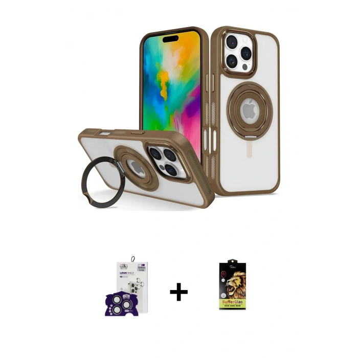 MARSİLYAN™- iPhone 16 Pro Max Kılıf Nova Minimal Serisi - Siyah Buffer Cam Ekran Koruyucu + Bilvis Titan Kamera Lens - TMGI