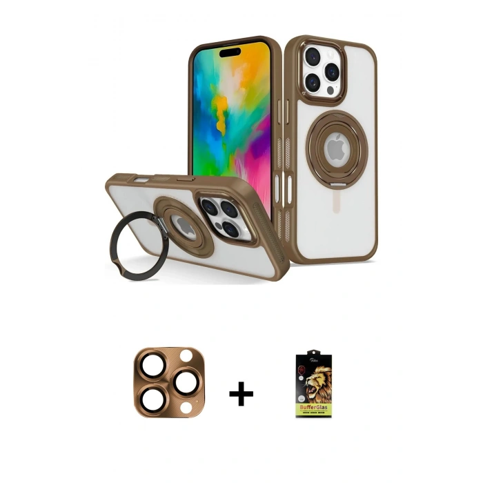 MARSİLYAN™- iPhone 16 Pro Max Kılıf Nova Minimal Serisi - Siyah Buffer Cam Ekran Koruyucu + Pers Alüminyum Kamera Lens - CLTM