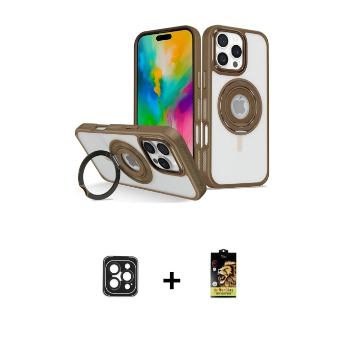 MARSİLYAN™- iPhone 16 Pro Max Kılıf Nova Minimal Serisi - Siyah Buffer Cam Ekran Koruyucu + PVD Metal Kamera Lens - SH