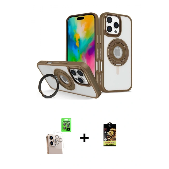 MARSİLYAN™- iPhone 16 Pro Max Kılıf Nova Minimal Serisi - Siyah Buffer Cam Ekran Koruyucu + Raze Metal Kamera Lens - NLGY