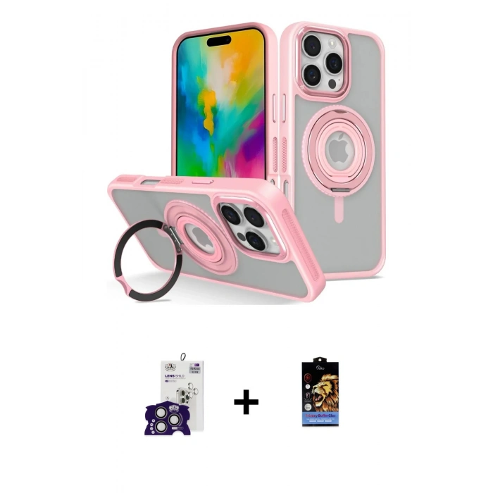 MARSİLYAN™- iPhone 16 Pro Max Kılıf Nova Minimal Serisi - Siyah Buffer Hayalet Cam Ekran Koruyucu + Bilvis Titan Kamera Lens - TMGI
