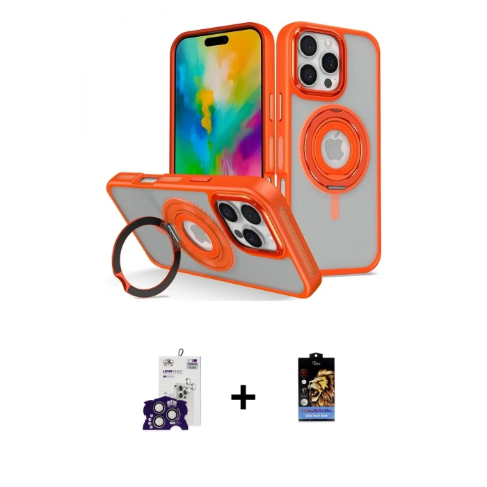 MARSİLYAN™- iPhone 16 Pro Max Kılıf Nova Minimal Serisi - Siyah Buffer Hayalet Cam Ekran Koruyucu + Bilvis Titan Kamera Lens - TMGI