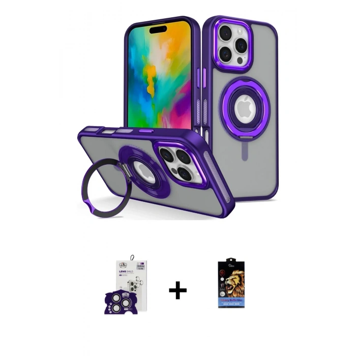 MARSİLYAN™- iPhone 16 Pro Max Kılıf Nova Minimal Serisi - Siyah Buffer Hayalet Cam Ekran Koruyucu + Bilvis Titan Kamera Lens - TMGI
