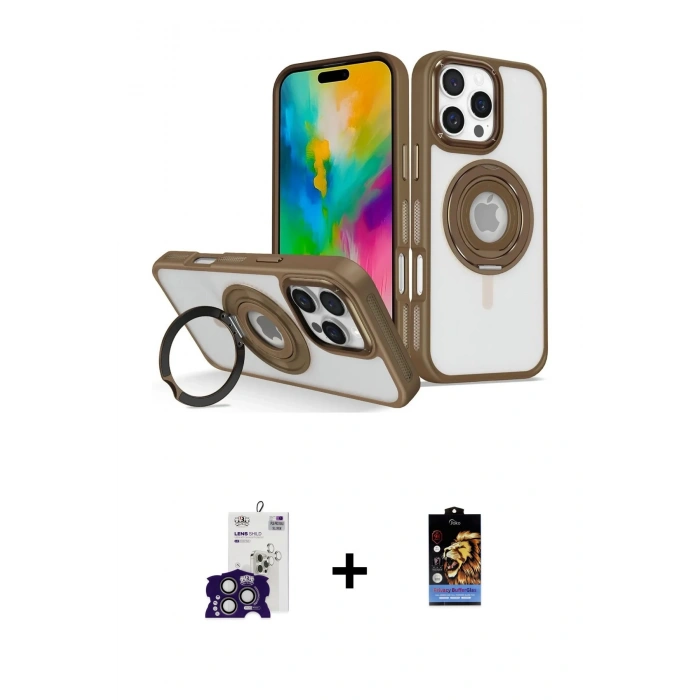 MARSİLYAN™- iPhone 16 Pro Max Kılıf Nova Minimal Serisi - Siyah Buffer Hayalet Cam Ekran Koruyucu + Bilvis Titan Kamera Lens - TMGI