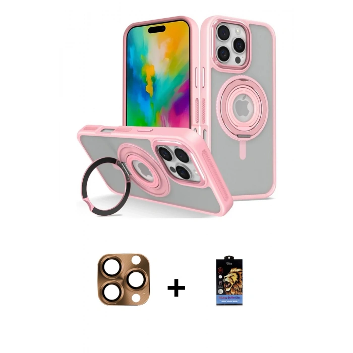 MARSİLYAN™- iPhone 16 Pro Max Kılıf Nova Minimal Serisi - Siyah Buffer Hayalet Cam Ekran Koruyucu + Pers Alüminyum Kamera Lens - CLTM