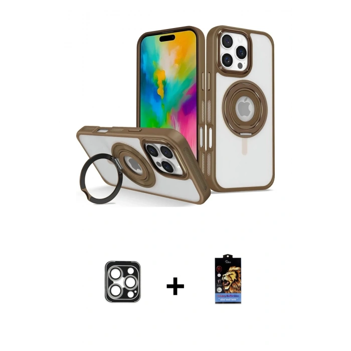 MARSİLYAN™- iPhone 16 Pro Max Kılıf Nova Minimal Serisi - Siyah Buffer Hayalet Cam Ekran Koruyucu + PVD Metal Kamera Lens - GS