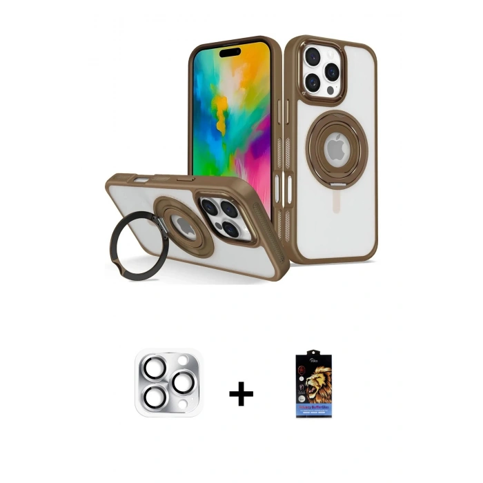 MARSİLYAN™- iPhone 16 Pro Max Kılıf Nova Minimal Serisi - Siyah Buffer Hayalet Cam Ekran Koruyucu + Pers Alüminyum Kamera Lens - GS