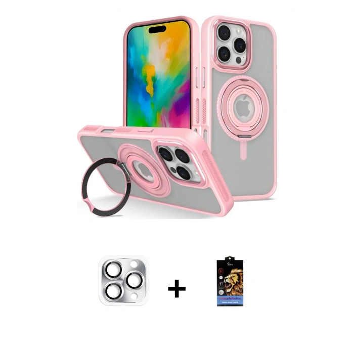 MARSİLYAN™- iPhone 16 Pro Max Kılıf Nova Minimal Serisi - Siyah Buffer Hayalet Cam Ekran Koruyucu + Pers Alüminyum Kamera Lens - GS