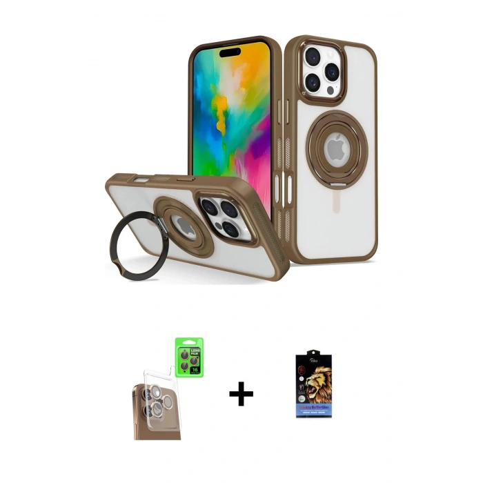 MARSİLYAN™- iPhone 16 Pro Max Kılıf Nova Minimal Serisi - Siyah Buffer Hayalet Cam Ekran Koruyucu + Raze Metal Kamera Lens - CLTM