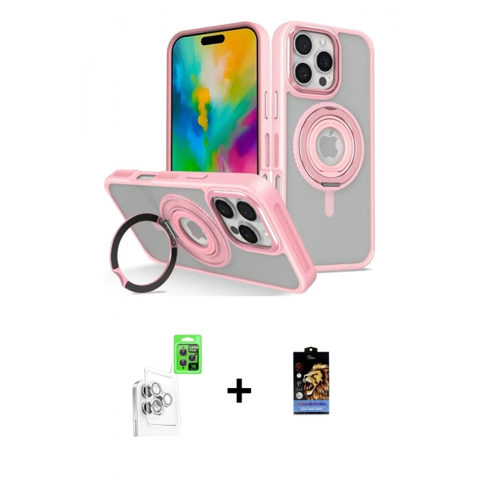 MARSİLYAN™- iPhone 16 Pro Max Kılıf Nova Minimal Serisi - Siyah Buffer Hayalet Cam Ekran Koruyucu + Raze Metal Kamera Lens - BZ