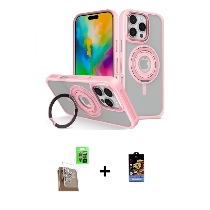 MARSİLYAN™- iPhone 16 Pro Max Kılıf Nova Minimal Serisi - Siyah Buffer Hayalet Cam Ekran Koruyucu + Raze Metal Kamera Lens - CLTM