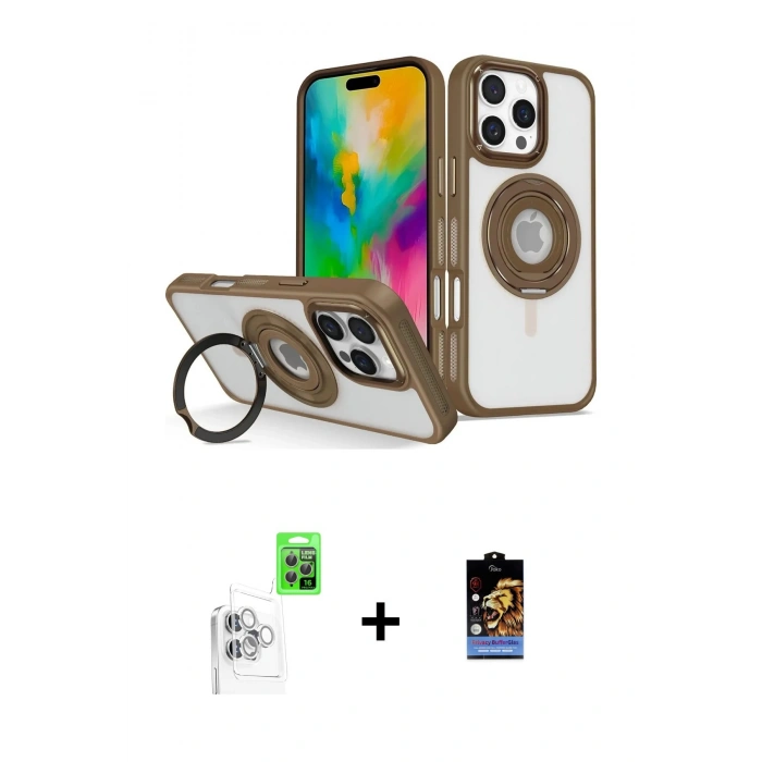 MARSİLYAN™- iPhone 16 Pro Max Kılıf Nova Minimal Serisi - Siyah Buffer Hayalet Cam Ekran Koruyucu + Raze Metal Kamera Lens - BZ