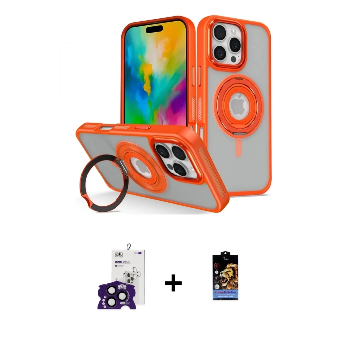 MARSİLYAN™- iPhone 16 Pro Max Kılıf Nova Minimal Serisi - Siyah Buffer Hayalet Cam Ekran Koruyucu + Bilvis Titan Kamera Lens - SH