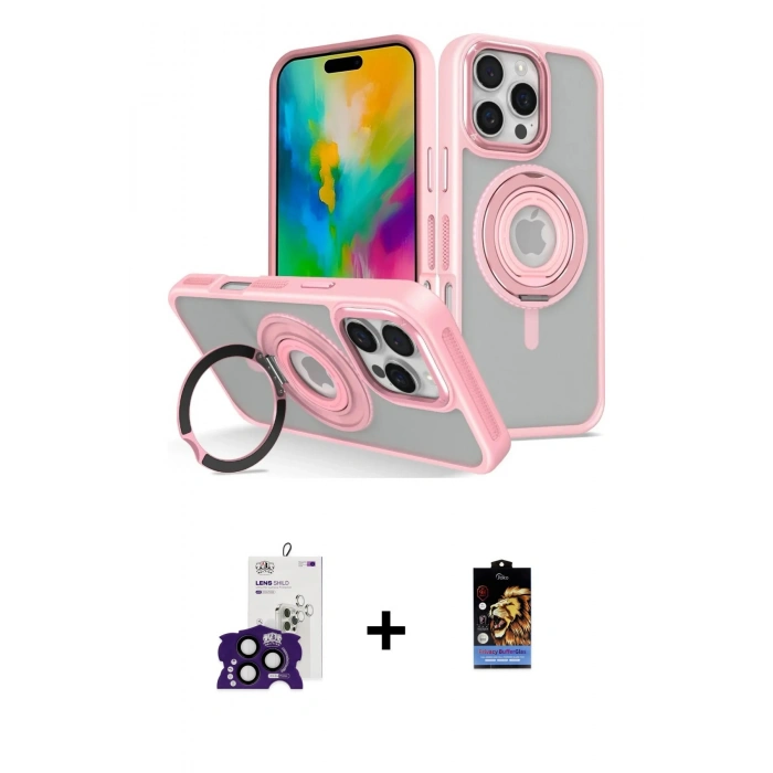 MARSİLYAN™- iPhone 16 Pro Max Kılıf Nova Minimal Serisi - Siyah Buffer Hayalet Cam Ekran Koruyucu + Bilvis Titan Kamera Lens - SH