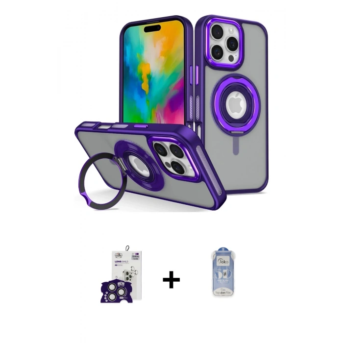 MARSİLYAN™- iPhone 16 Pro Max Kılıf Nova Minimal Serisi - Siyah Joko Magic 5D Cam + Bilvis Titan Kamera Lens - TMGI