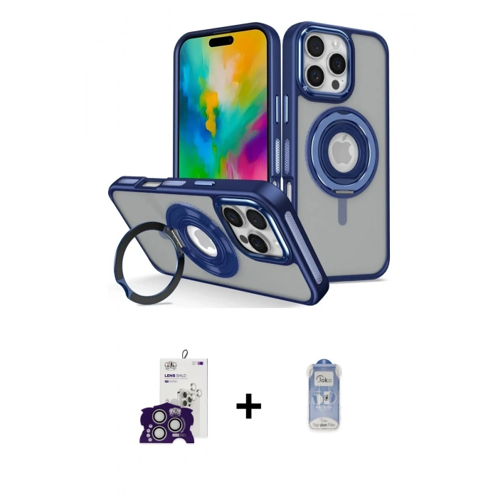 MARSİLYAN™- iPhone 16 Pro Max Kılıf Nova Minimal Serisi - Siyah Joko Magic 5D Cam + Bilvis Titan Kamera Lens - GS
