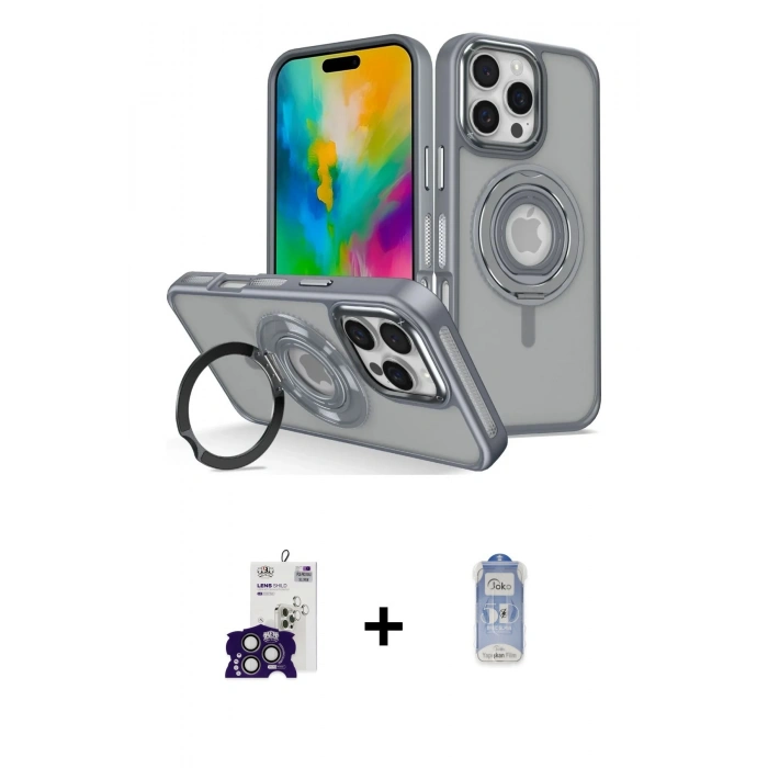 MARSİLYAN™- iPhone 16 Pro Max Kılıf Nova Minimal Serisi - Siyah Joko Magic 5D Cam + Bilvis Titan Kamera Lens - TMGI