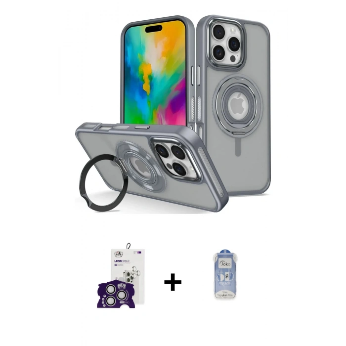 MARSİLYAN™- iPhone 16 Pro Max Kılıf Nova Minimal Serisi - Siyah Joko Magic 5D Cam + Bilvis Titan Kamera Lens - GS