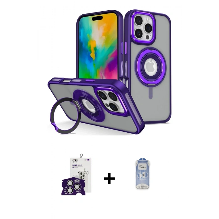 MARSİLYAN™- iPhone 16 Pro Max Kılıf Nova Minimal Serisi - Siyah Joko Magic 5D Cam + Bilvis Titan Kamera Lens - GS