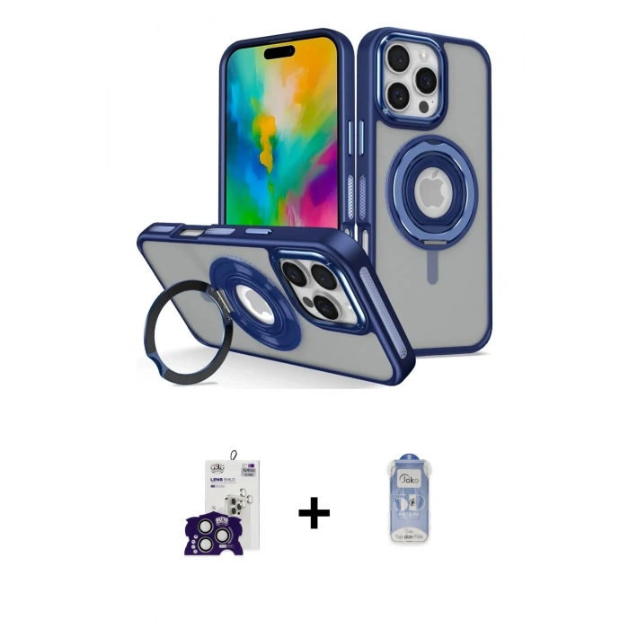 MARSİLYAN™- iPhone 16 Pro Max Kılıf Nova Minimal Serisi - Siyah Joko Magic 5D Cam + Bilvis Titan Kamera Lens - TMGI