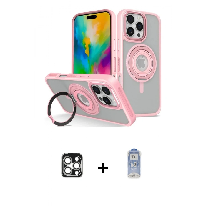 MARSİLYAN™- iPhone 16 Pro Max Kılıf Nova Minimal Serisi - Siyah Joko Magic 5D Cam + PVD Metal Kamera Lens - GS