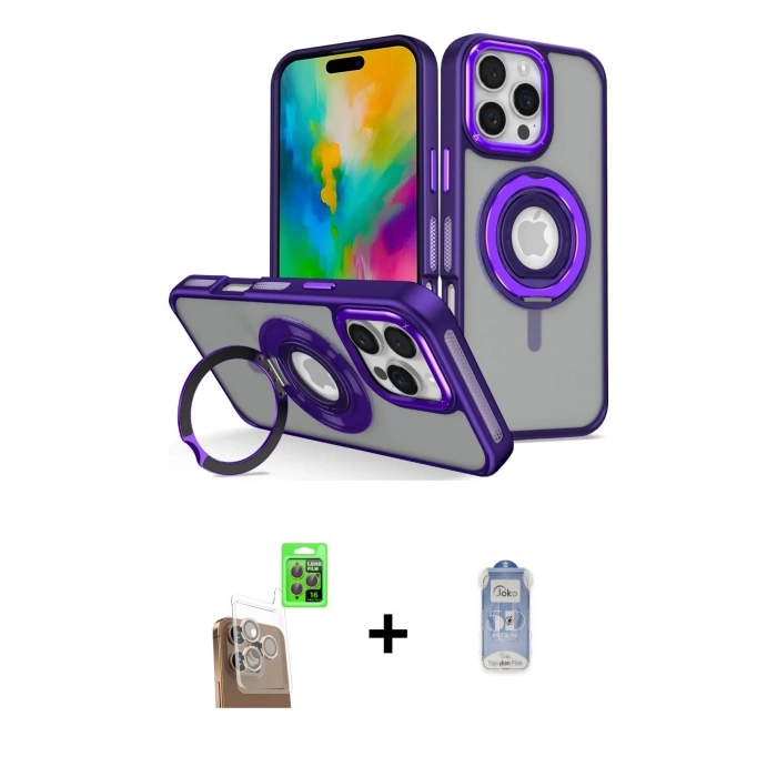 MARSİLYAN™- iPhone 16 Pro Max Kılıf Nova Minimal Serisi - Siyah Joko Magic 5D Cam + Raze Metal Kamera Lens - CLTM