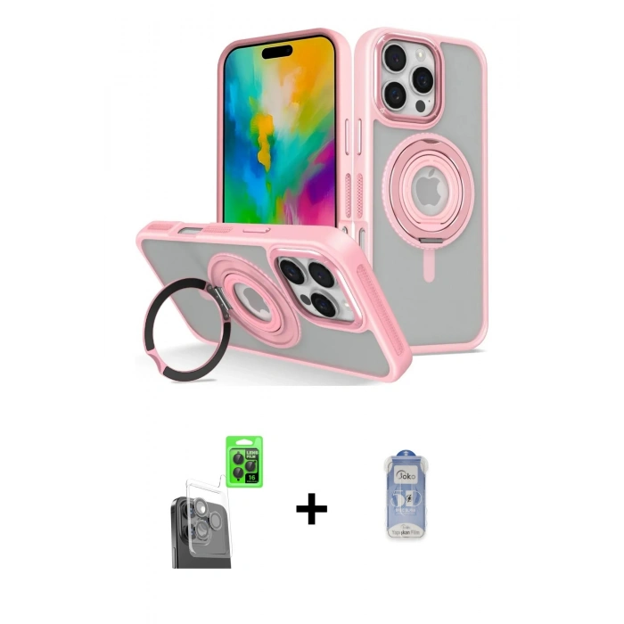 MARSİLYAN™- iPhone 16 Pro Max Kılıf Nova Minimal Serisi - Siyah Joko Magic 5D Cam + Raze Metal Kamera Lens - SH