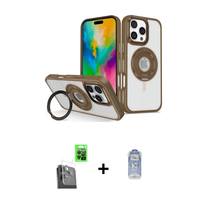MARSİLYAN™- iPhone 16 Pro Max Kılıf Nova Minimal Serisi - Siyah Joko Magic 5D Cam + Raze Metal Kamera Lens - SH