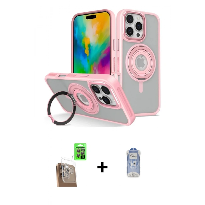 MARSİLYAN™- iPhone 16 Pro Max Kılıf Nova Minimal Serisi - Siyah Joko Magic 5D Cam + Raze Metal Kamera Lens - CLTM