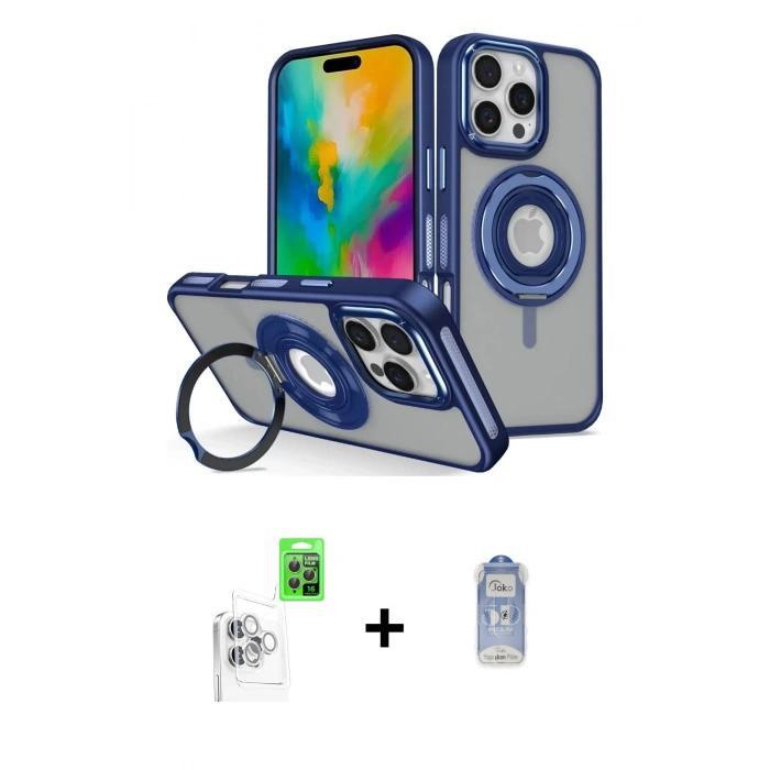 MARSİLYAN™- iPhone 16 Pro Max Kılıf Nova Minimal Serisi - Siyah Joko Magic 5D Cam + Raze Metal Kamera Lens - BZ