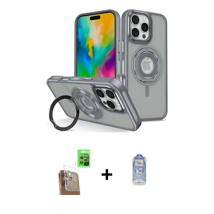 MARSİLYAN™- iPhone 16 Pro Max Kılıf Nova Minimal Serisi - Siyah Joko Magic 5D Cam + Raze Metal Kamera Lens - CLTM