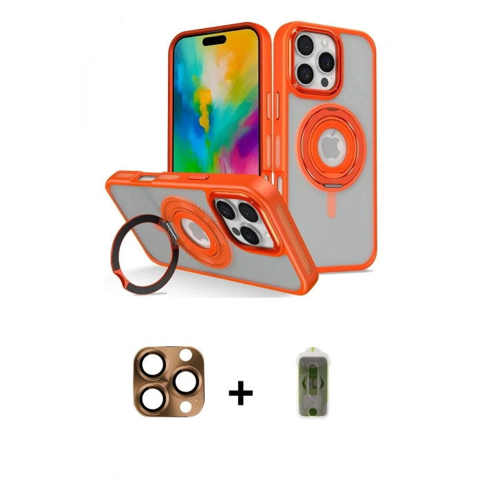 MARSİLYAN™- iPhone 16 Pro Max Kılıf Nova Minimal Serisi - Siyah Joko Magic 5D Hayalet Cam + Pers Alüminyum Kamera Lens - CLTM