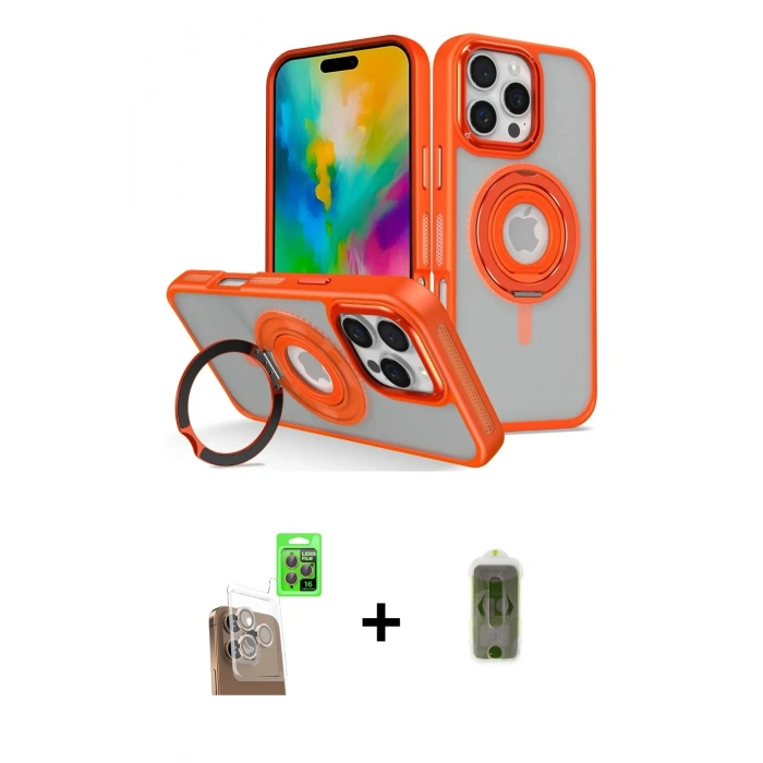 MARSİLYAN™- iPhone 16 Pro Max Kılıf Nova Minimal Serisi - Siyah Joko Magic 5D Hayalet Cam + Raze Metal Kamera Lens - CLTM