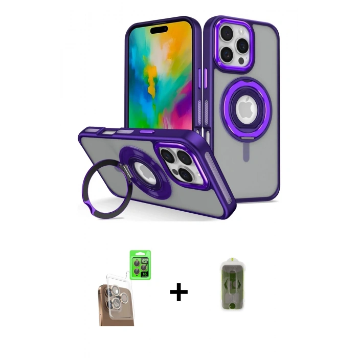 MARSİLYAN™- iPhone 16 Pro Max Kılıf Nova Minimal Serisi - Siyah Joko Magic 5D Hayalet Cam + Raze Metal Kamera Lens - CLTM