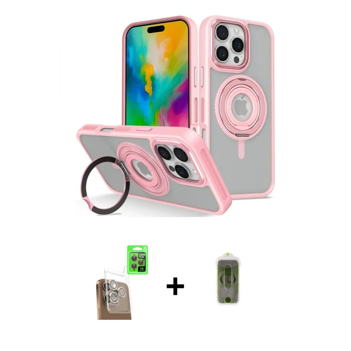 MARSİLYAN™- iPhone 16 Pro Max Kılıf Nova Minimal Serisi - Siyah Joko Magic 5D Hayalet Cam + Raze Metal Kamera Lens - CLTM
