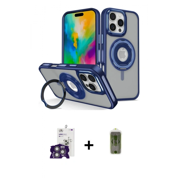 MARSİLYAN™- iPhone 16 Pro Max Kılıf Nova Minimal Serisi - Siyah Joko Magic 5D Hayalet Cam + Gümüş Bilvis Titan Kamera Lens