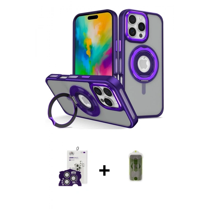 MARSİLYAN™- iPhone 16 Pro Max Kılıf Nova Minimal Serisi - Siyah Joko Magic 5D Hayalet Cam + Gümüş Bilvis Titan Kamera Lens