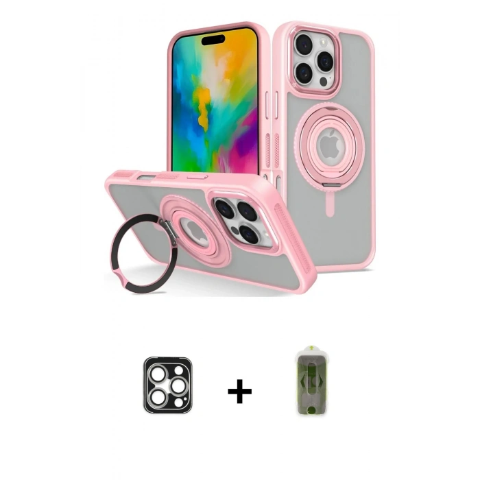 MARSİLYAN™- iPhone 16 Pro Max Kılıf Nova Minimal Serisi - Siyah Joko Magic 5D Hayalet Cam + Gümüş PVD Metal Kamera Lens
