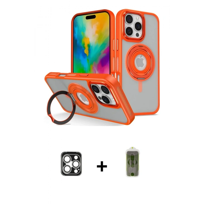 MARSİLYAN™- iPhone 16 Pro Max Kılıf Nova Minimal Serisi - Siyah Joko Magic 5D Hayalet Cam + Gümüş PVD Metal Kamera Lens