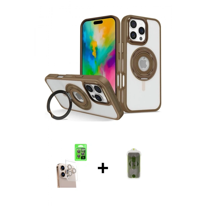 MARSİLYAN™- iPhone 16 Pro Max Kılıf Nova Minimal Serisi - Siyah Joko Magic 5D Hayalet Cam + Raze Metal Kamera Lens - NLGY