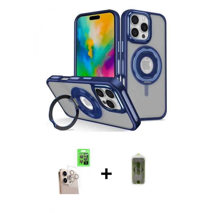 MARSİLYAN™- iPhone 16 Pro Max Kılıf Nova Minimal Serisi - Siyah Joko Magic 5D Hayalet Cam + Raze Metal Kamera Lens - NLGY