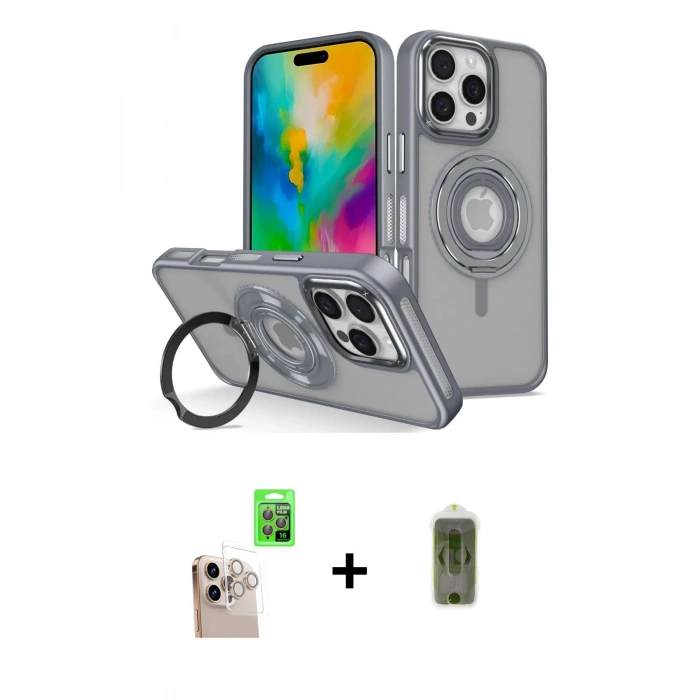 MARSİLYAN™- iPhone 16 Pro Max Kılıf Nova Minimal Serisi - Siyah Joko Magic 5D Hayalet Cam + Raze Metal Kamera Lens - NLGY