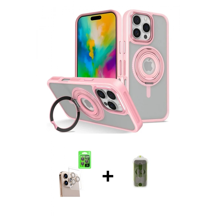 MARSİLYAN™- iPhone 16 Pro Max Kılıf Nova Minimal Serisi - Siyah Joko Magic 5D Hayalet Cam + Raze Metal Kamera Lens - NLGY