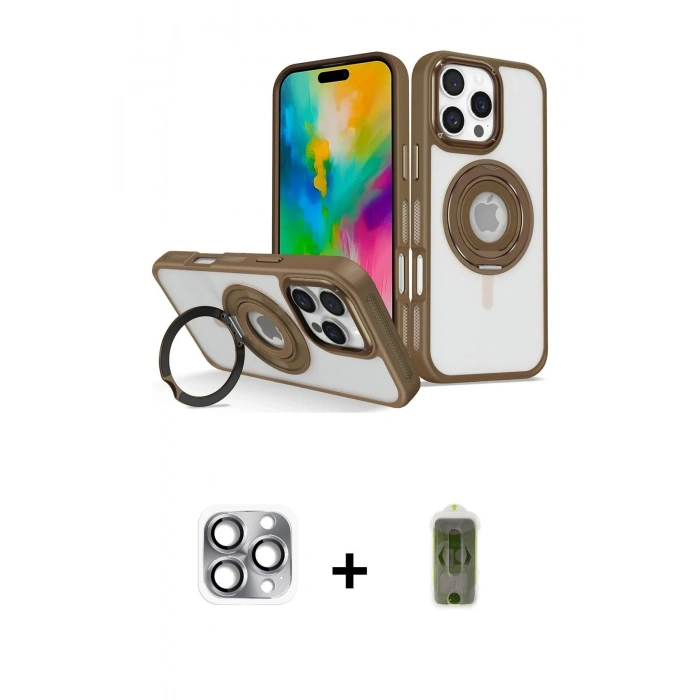 MARSİLYAN™- iPhone 16 Pro Max Kılıf Nova Minimal Serisi - Siyah Joko Magic 5D Hayalet Cam + Pers Alüminyum Kamera Lens - GI